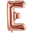 Balon folie metalizată litera E rose gold, 100 cm, vedere frontală cu strălucire metalizată