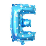 Balon Folie Metalizata Litera E, Vivimall, 40 cm, Cu Imprimeu Stelute, Umflati cu Heliu sau Aer, Ambalaj Individual, Pai inclus, Albastru - vivimall.ro
