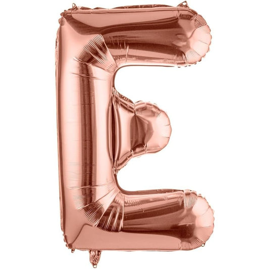 Balon Folie Metalizata Litera E, Vivimall, 40 cm, Umflati cu Heliu sau Aer, Ambalaj Individual, Pai inclus, Rose Gold - vivimall.ro