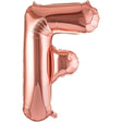 Balon folie metalizată litera F, Rose Gold, 100 cm, vedere frontală cu efect strălucitor