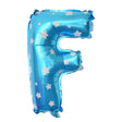Balon folie metalizată litera F, albastru cu imprimeu stelute, 40 cm Vivimall, vedere frontală