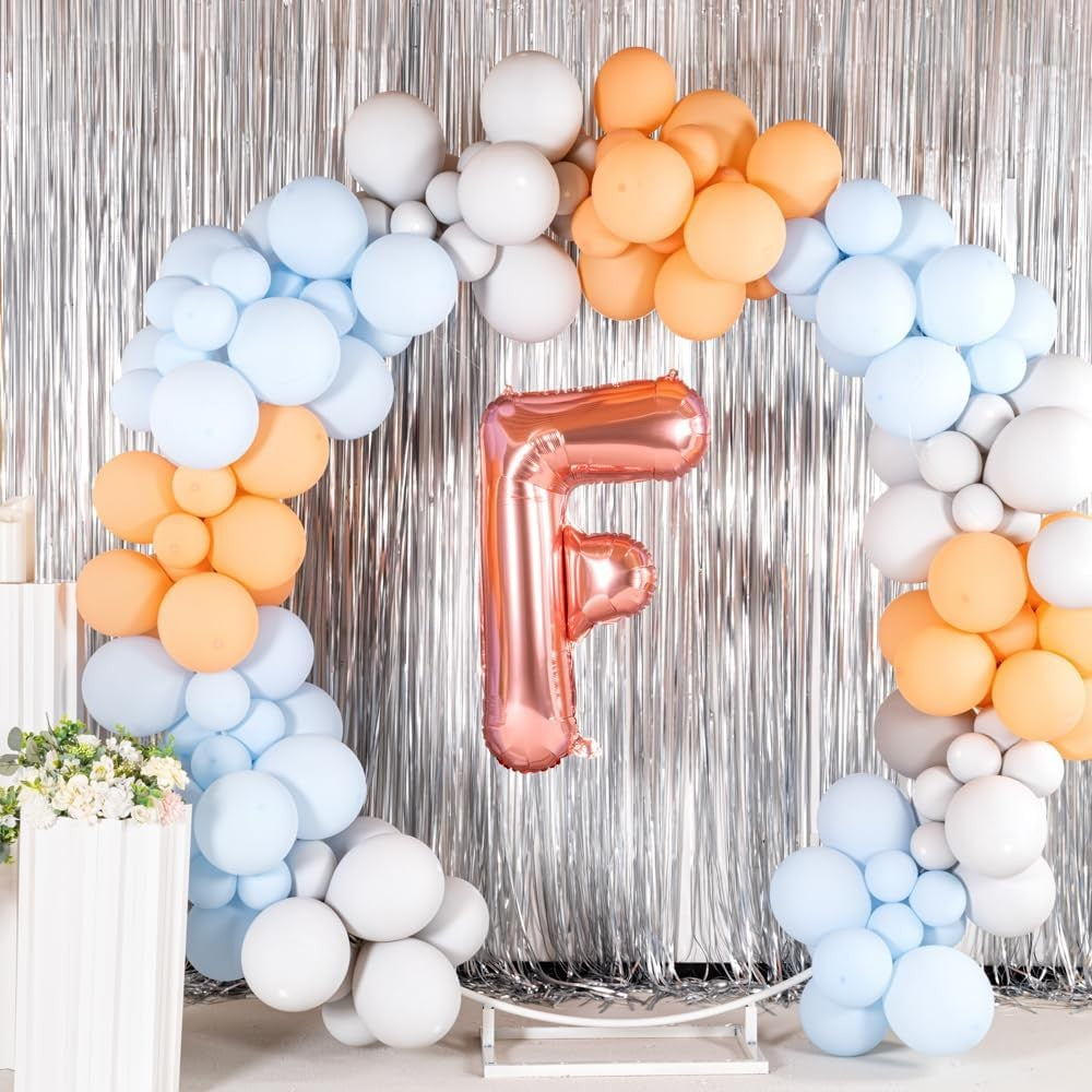 Balon Folie Metalizata Litera F, Vivimall, 80 cm, Umflati cu Heliu sau Aer, Ambalaj Individual, Pai inclus, Rose Gold - vivimall.ro