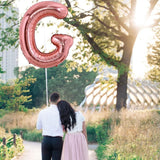 Balon Folie Metalizata Litera G, Vivimall, 80 cm, Umflati cu Heliu sau Aer, Ambalaj Individual, Pai inclus, Rose Gold - vivimall.ro