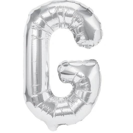 Balon Folie Metalizata Litera G, Vivimall, 80 cm, Umflati cu Heliu sau Aer, Ambalaj Individual, Pai inclus, Argintiu - vivimall.ro
