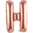 Balon folie metalizată litera H rose gold, 100 cm, vedere frontală completă