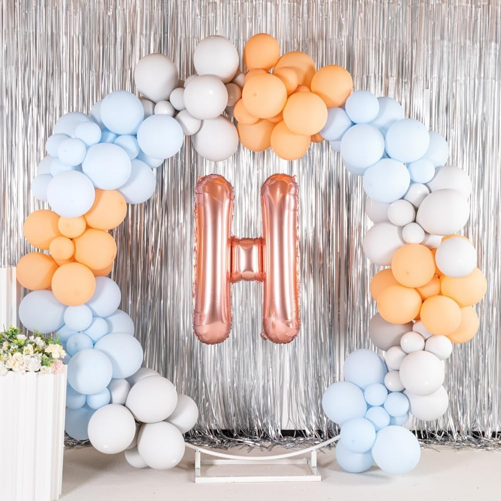 Balon Folie Metalizata Litera H, Vivimall, 80 cm, Umflati cu Heliu sau Aer, Ambalaj Individual, Pai inclus, Rose Gold - vivimall.ro