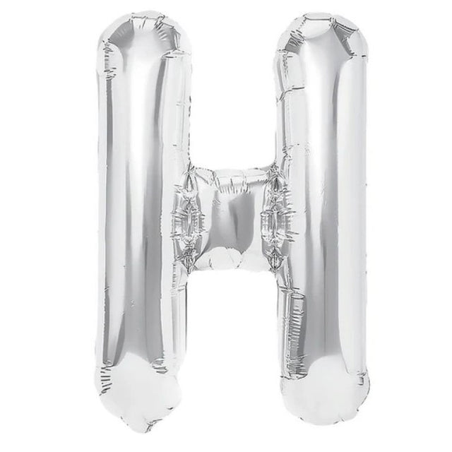 Balon Folie Metalizata Litera H, Vivimall, 80 cm, Umflati cu Heliu sau Aer, Ambalaj Individual, Pai inclus, Argintiu - vivimall.ro