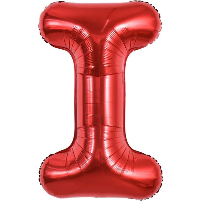 Balon Folie Metalizata Litera I, Vivimall, 40 cm, Umflati cu Heliu sau Aer, Ambalaj Individual, Pai inclus, Rosu - vivimall.ro