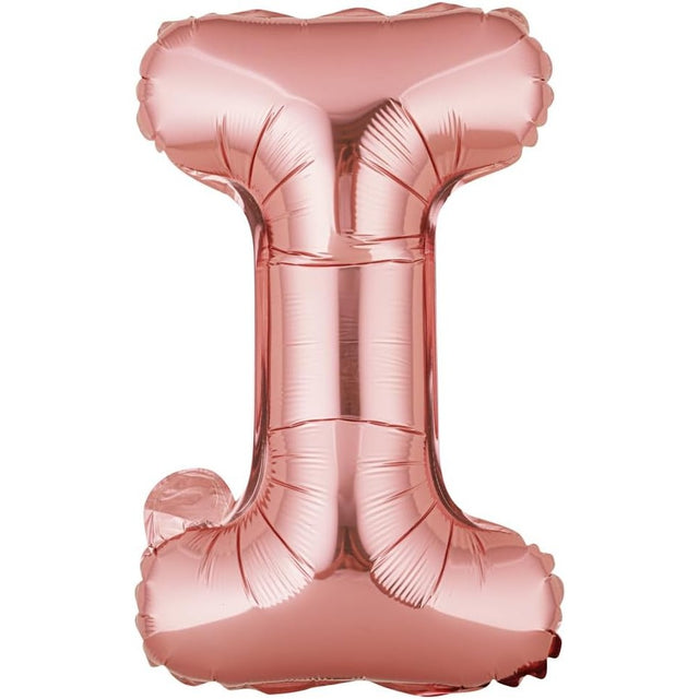 Balon Folie Metalizata Litera I, Vivimall, 40 cm, Umflati cu Heliu sau Aer, Ambalaj Individual, Pai inclus, Rose Gold - vivimall.ro