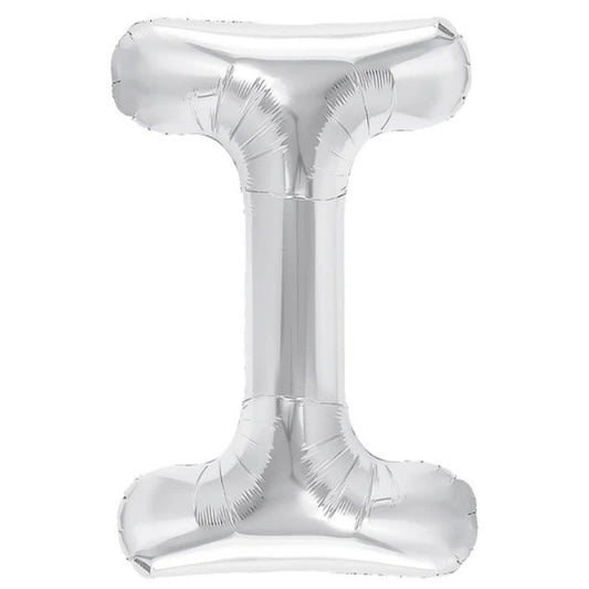 Balon Folie Metalizata Litera I, Vivimall, 80 cm, Umflati cu Heliu sau Aer, Ambalaj Individual, Pai inclus, Argintiu - vivimall.ro