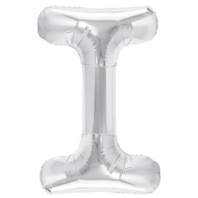 Balon Folie Metalizata Litera I, Vivimall, 80 cm, Umflati cu Heliu sau Aer, Ambalaj Individual, Pai inclus, Argintiu - vivimall.ro