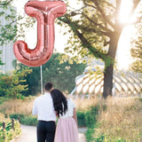 Balon Folie Metalizata Litera J, Vivimall, 100 cm, Umflati cu Heliu sau Aer, Ambalaj Individual, Pai inclus, Rose Gold - vivimall.ro