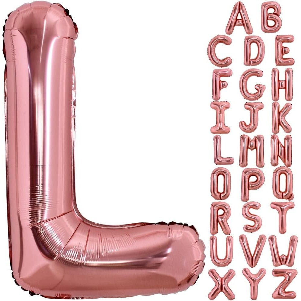 Balon Folie Metalizata Litera L, Vivimall, 100 cm, Umflati cu Heliu sau Aer, Ambalaj Individual, Pai inclus, Rose Gold - vivimall.ro