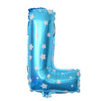 Balon Folie Metalizata Litera L, Vivimall, 40 cm, Cu Imprimeu Stelute, Umflati cu Heliu sau Aer, Ambalaj Individual, Pai inclus, Albastru - vivimall.ro