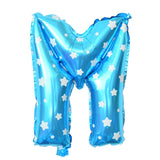 Balon Folie Metalizata Litera M, Vivimall, 40 cm, Cu Imprimeu Stelute, Umflati cu Heliu sau Aer, Ambalaj Individual, Pai inclus, Albastru - vivimall.ro