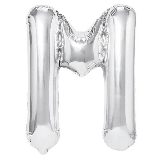 Balon Folie Metalizata Litera M, Vivimall, 80 cm, Umflati cu Heliu sau Aer, Ambalaj Individual, Pai inclus, Argintiu - vivimall.ro