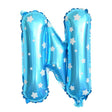 Balon Folie Metalizata Litera N, Vivimall, 40 cm, Cu Imprimeu Stelute, Umflati cu Heliu sau Aer, Ambalaj Individual, Pai inclus, Albastru - vivimall.ro