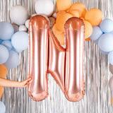 Balon Folie Metalizata Litera N, Vivimall, 80 cm, Umflati cu Heliu sau Aer, Ambalaj Individual, Pai inclus, Rose Gold - vivimall.ro