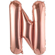 Balon folie metalizată litera N Rose Gold, 80 cm, vedere frontală completă