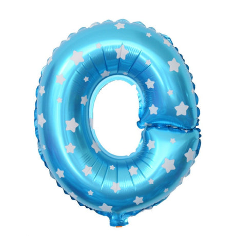 Balon Folie Metalizata Litera O, Vivimall, 40 cm, Cu Imprimeu Stelute, Umflati cu Heliu sau Aer, Ambalaj Individual, Pai inclus, Albastru - vivimall.ro
