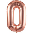 Balon folie metalizată litera O, rose gold, 40 cm, vedere frontală pe fundal alb