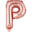 Balon Folie Metalizata Litera P, Vivimall, 40 cm, Umflati cu Heliu sau Aer, Ambalaj Individual, Pai inclus, Rose Gold - vivimall.ro
