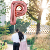 Balon Folie Metalizata Litera P, Vivimall, 80 cm, Umflati cu Heliu sau Aer, Ambalaj Individual, Pai inclus, Rose Gold - vivimall.ro