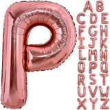 Balon Folie Metalizata Litera P, Vivimall, 80 cm, Umflati cu Heliu sau Aer, Ambalaj Individual, Pai inclus, Rose Gold - vivimall.ro