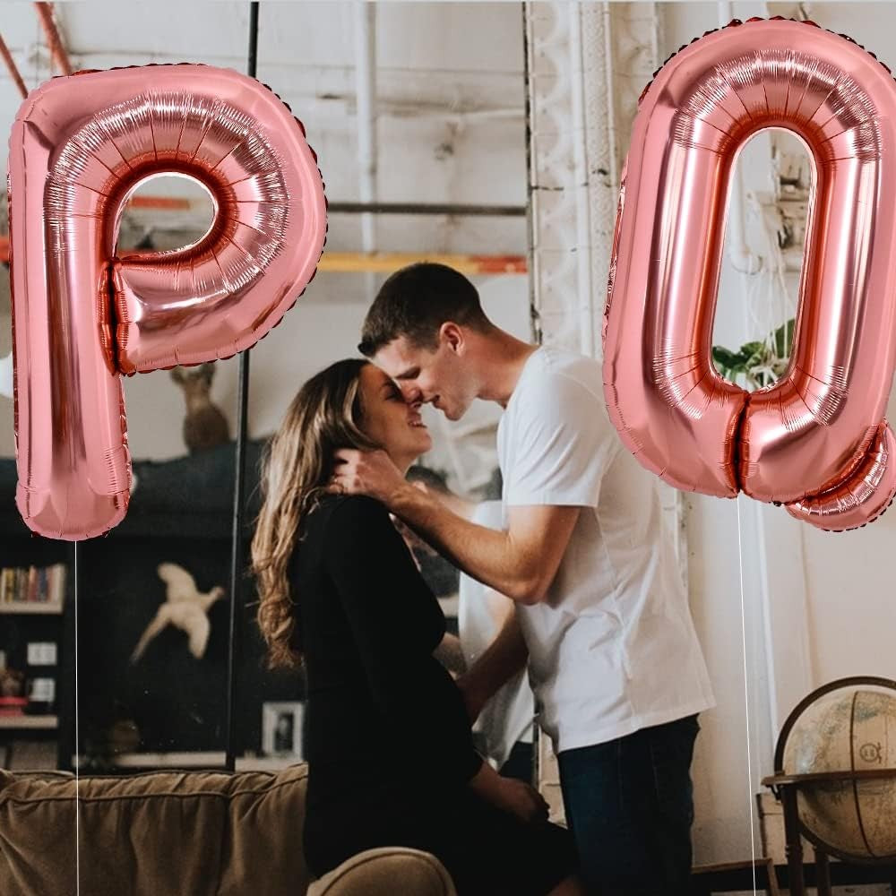 Balon Folie Metalizata Litera Q, Vivimall, 100 cm, Umflati cu Heliu sau Aer, Ambalaj Individual, Pai inclus, Rose Gold - vivimall.ro