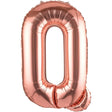 Balon folie metalizată litera Q Rose Gold, 80 cm, Vivimall, vedere frontală pe fundal alb