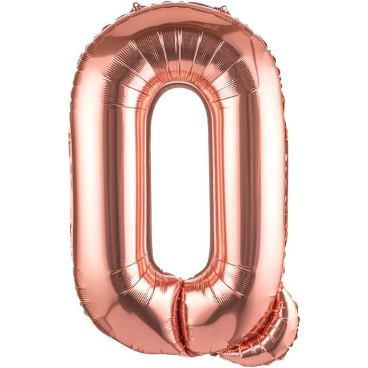 Balon Folie Metalizata Litera Q, Vivimall, 80 cm, Umflati cu Heliu sau Aer, Ambalaj Individual, Pai inclus, Rose Gold - vivimall.ro