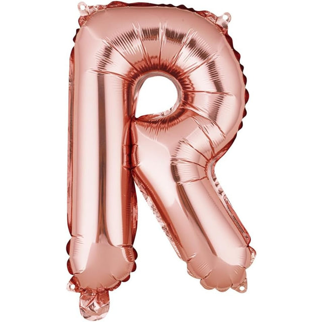 Balon Folie Metalizata Litera R, Vivimall, 40 cm, Umflati cu Heliu sau Aer, Ambalaj Individual, Pai inclus, Rose Gold - vivimall.ro