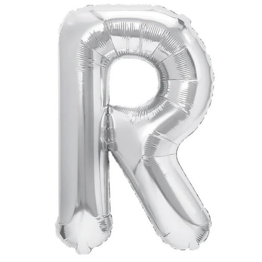 Balon Folie Metalizata Litera R, Vivimall, 80 cm, Umflati cu Heliu sau Aer, Ambalaj Individual, Pai inclus, Argintiu - vivimall.ro