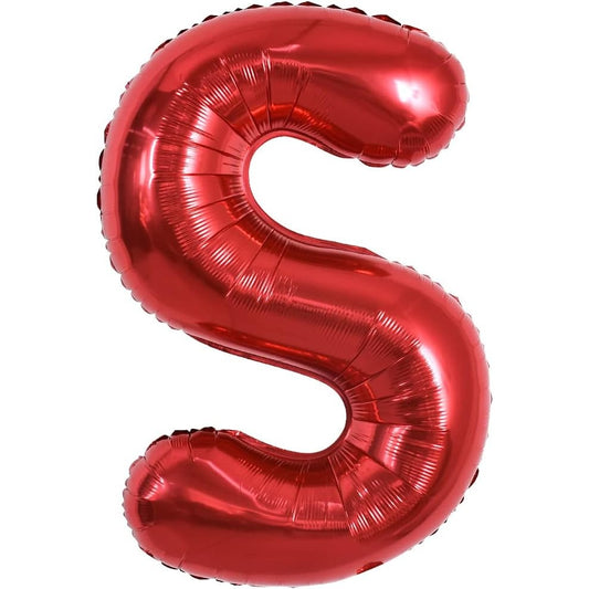 Balon Folie Metalizata Litera S, Vivimall, 40 cm, Umflati cu Heliu sau Aer, Ambalaj Individual, Pai inclus, Rosu - vivimall.ro