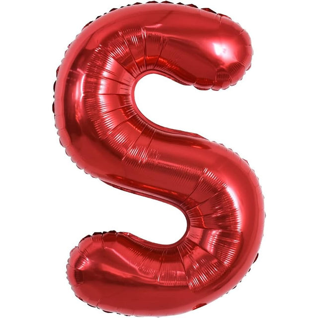 Balon Folie Metalizata Litera S, Vivimall, 40 cm, Umflati cu Heliu sau Aer, Ambalaj Individual, Pai inclus, Rosu - vivimall.ro