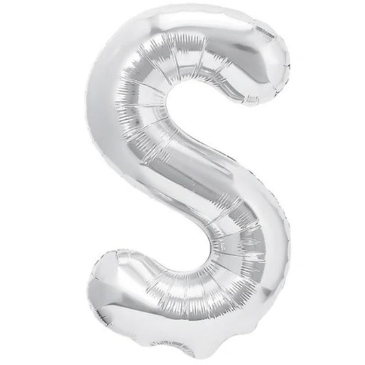 Balon Folie Metalizata Litera S, Vivimall, 80 cm, Umflati cu Heliu sau Aer, Ambalaj Individual, Pai inclus, Argintiu - vivimall.ro