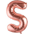 Balon folie metalizată litera S Rose Gold 80 cm, vedere frontală, Vivimall