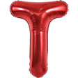 Balon Folie Metalizata Litera T, Vivimall, 40 cm, Umflati cu Heliu sau Aer, Ambalaj Individual, Pai inclus, Rosu - vivimall.ro