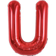 Balon folie metalizată litera U roșu 40 cm, vedere frontală, compatibil heliu și aer