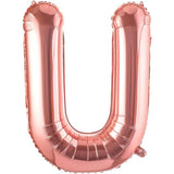 Balon Folie Metalizata Litera U, Vivimall, 80 cm, Umflati cu Heliu sau Aer, Ambalaj Individual, Pai inclus, Rose Gold - vivimall.ro