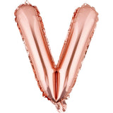 Balon Folie Metalizata Litera V, Vivimall, 100 cm, Umflati cu Heliu sau Aer, Ambalaj Individual, Pai inclus, Rose Gold - vivimall.ro