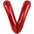 Balon folie metalizată litera V, culoare roșie, 40 cm, vedere frontală