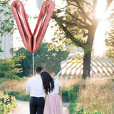 Balon Folie Metalizata Litera V, Vivimall, 80 cm, Umflati cu Heliu sau Aer, Ambalaj Individual, Pai inclus, Rose Gold - vivimall.ro