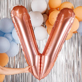 Balon Folie Metalizata Litera V, Vivimall, 80 cm, Umflati cu Heliu sau Aer, Ambalaj Individual, Pai inclus, Rose Gold - vivimall.ro