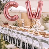 Balon Folie Metalizata Litera W, Vivimall, 100 cm, Umflati cu Heliu sau Aer, Ambalaj Individual, Pai inclus, Rose Gold - vivimall.ro