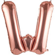 Balon folie metalizată litera W, culoare rose gold, 100 cm, vedere frontală completă
