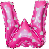 Balon Folie Metalizata Litera W, Vivimall, 40 cm, Cu Imprimeu Inimioare, Umflati cu Heliu sau Aer, Ambalaj Individual, Pai inclus, Roz - vivimall.ro