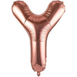 Balon folie metalizată litera Y rose gold, 100 cm, vedere frontală, pai inclus