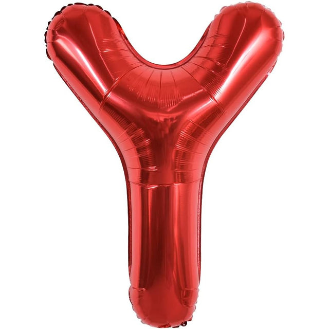 Balon Folie Metalizata Litera Y, Vivimall, 40 cm, Umflati cu Heliu sau Aer, Ambalaj Individual, Pai inclus, Rosu - vivimall.ro