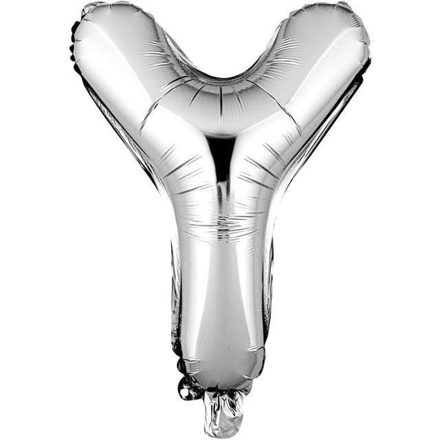 Balon Folie Metalizata Litera Y, Vivimall, 80 cm, Umflati cu Heliu sau Aer, Ambalaj Individual, Pai inclus, Argintiu - vivimall.ro